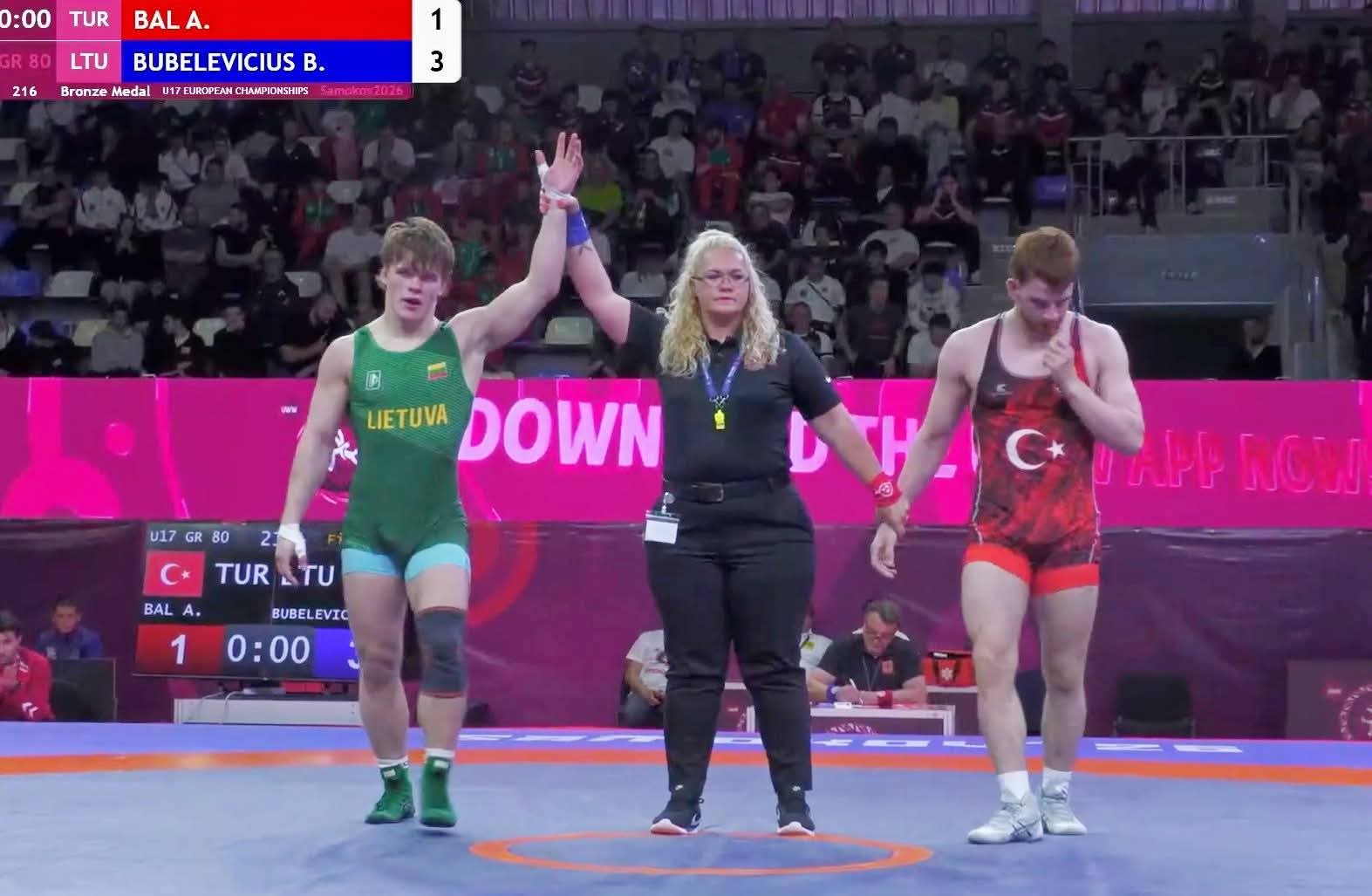 Gruzdžių talentas Europoje įrodė savo jėgą – Benediktas Bubelevičius iškovojo bronzą