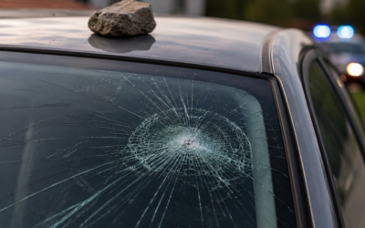 Šilėnuose akmeniu apgadintas kieme stovėjęs automobilis