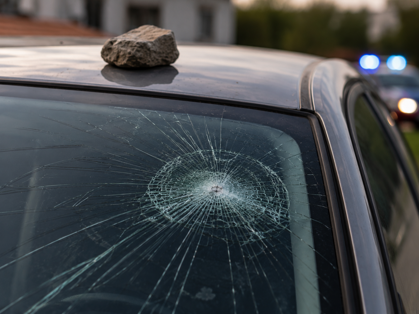 Šilėnuose akmeniu apgadintas kieme stovėjęs automobilis