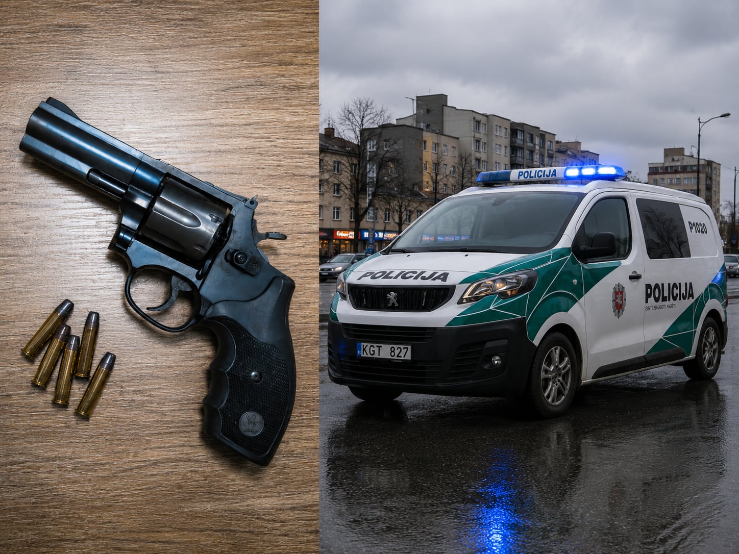SMURTO IŠKVIETIMAS ŠIAULIUOSE BAIGĖSI NETIKĖTAI – BUTE NELEGALIAI LAIKYTAS REVOLVERIS IR ŠOVINIAI