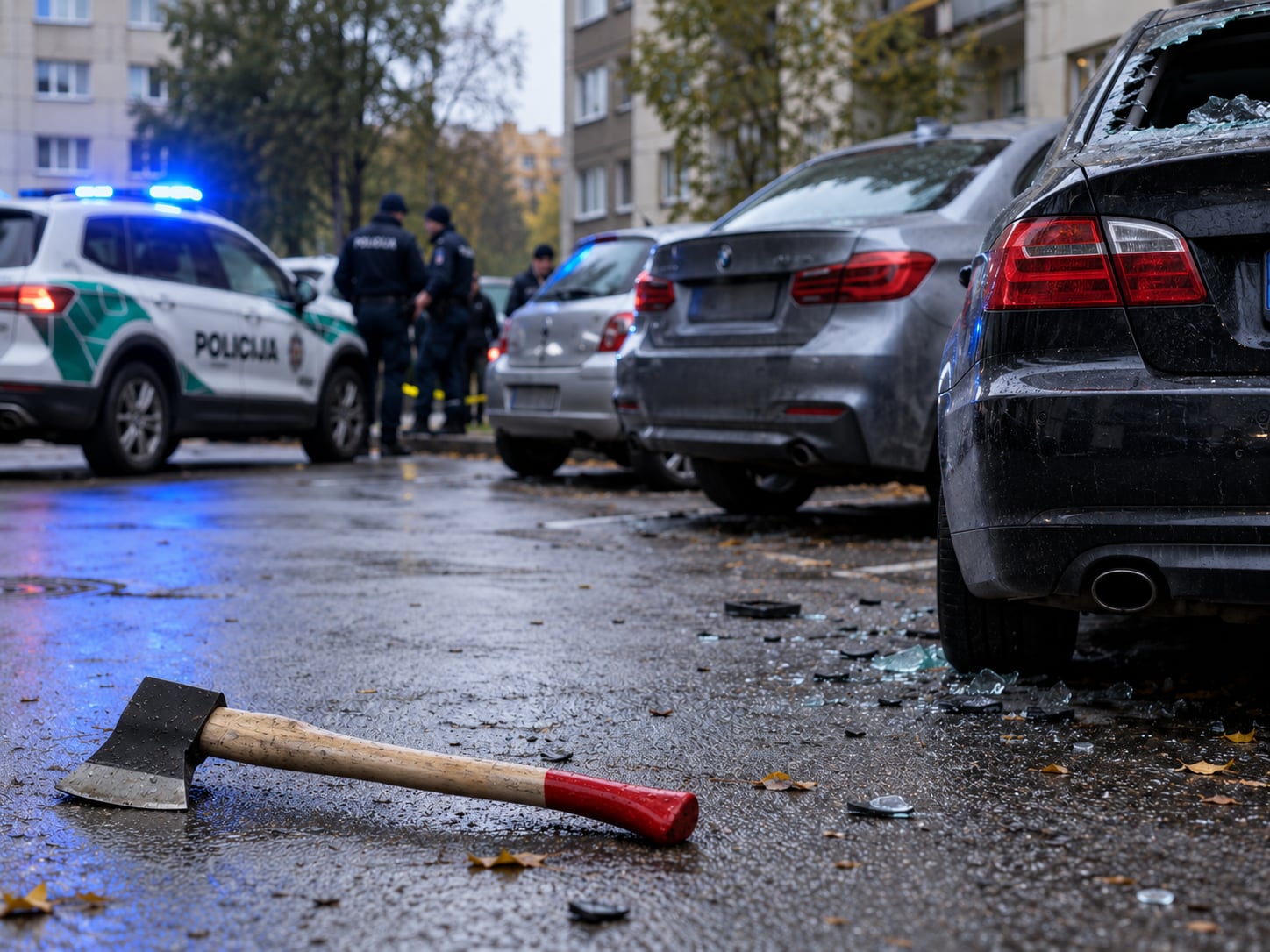 Konfliktas Šiauliuose: santykius aiškinosi su ginklu ir kirviu – vienas vyras ligoninėje, apgadinti trys automobiliai