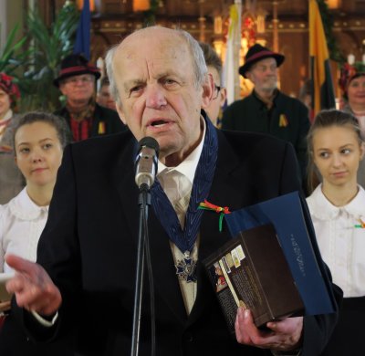 Šiaulių rajono garbės pilietis Vytenis Rimkus (1930–2020) iškilmingo renginio metu.