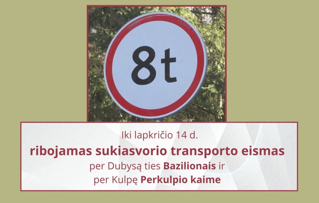Šiaulių rajone ribojamas sunkiasvorio transporto eismas per tiltus ties Bazilionais ir Perkulpio kaime – įvedamas 8 tonų apribojimas.