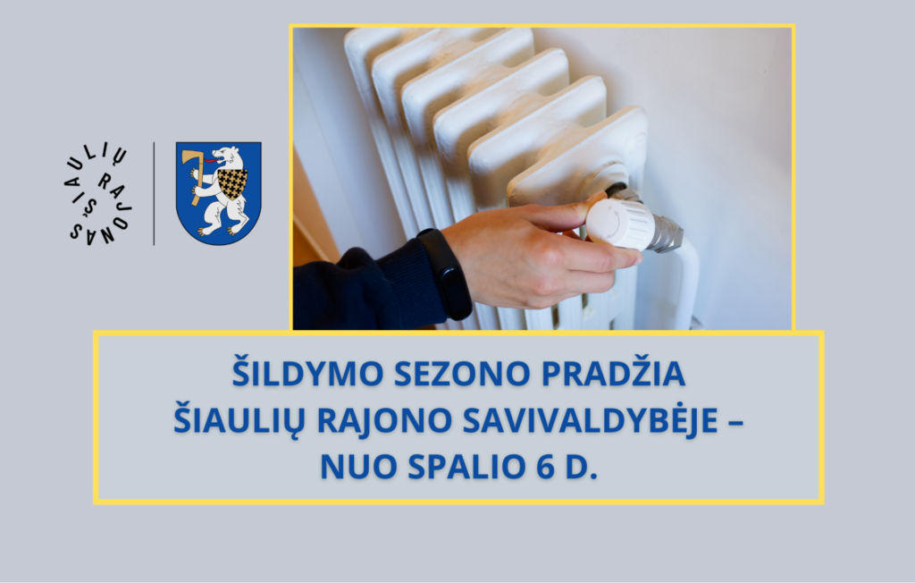 Šildymo sezono pradžia Šiaulių rajone – ranka reguliuoja radiatoriaus termostatą.